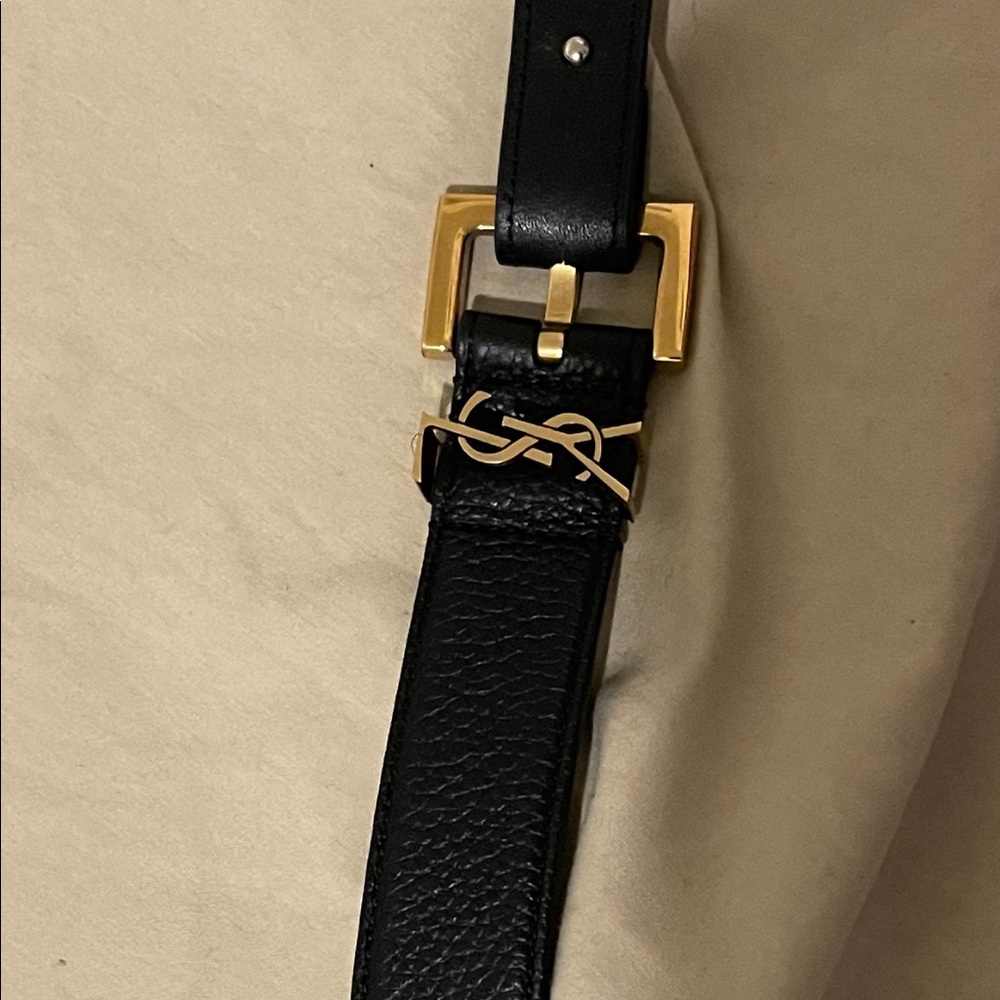 Yves Saint Laurent Belt- Black & Gold- Size 36
